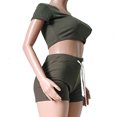 thumbnail image 1 of Fashion Women Sexy Solid Color Sportswear Suit 2PC Tracksuit Short Sleeve Sets, 1 of 6