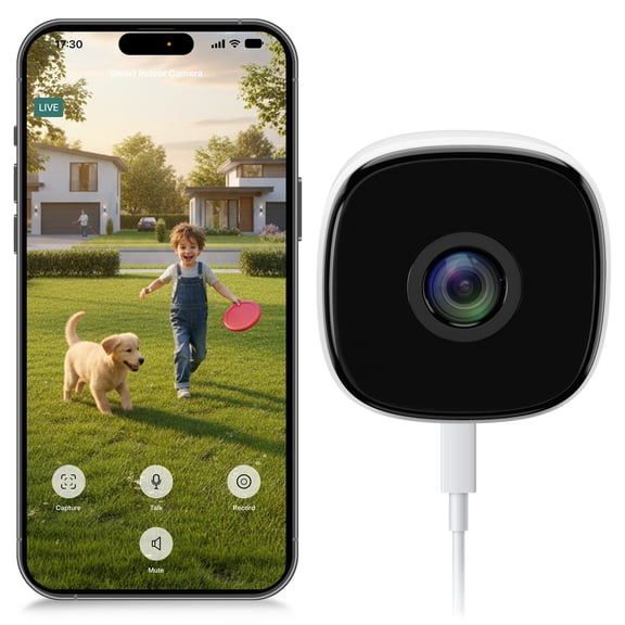 Merkury Innovations Caméra d'intérieur intelligente pour fenêtre 2K Quad HD, Blanc (Lot de 1)