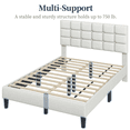 thumbnail image 4 of Fullfurnique Upholstered Platform Bed Frame with Square Tufted Headboard, Full, Beige, 4 of 9