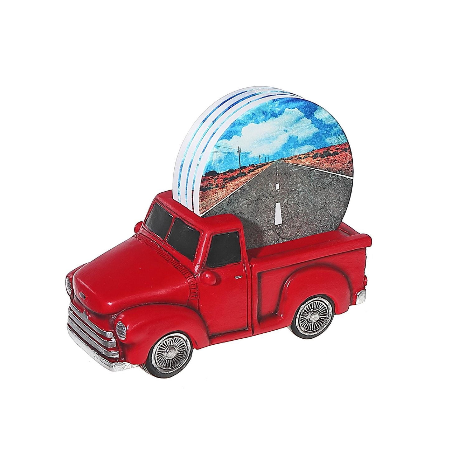 IH Casa Decor Set Of 4 Coasters With Red Truck Holder