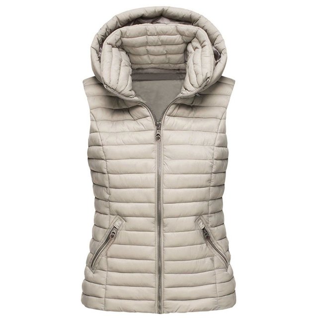 MAWCLOS Ladies Lightweight Cardigan Waistcoat Winter Warm Solid Color Puffer Vest Khaki M