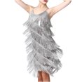 thumbnail image 1 of Robe Mini Unie Sans Manches à Paillettes et Plumes pour Femmes, à Bretelles, Col Ras du Cou, 1 of 9
