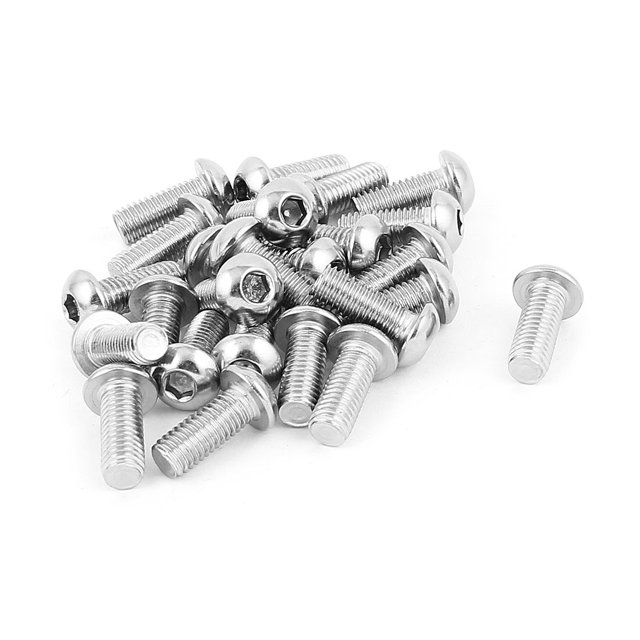 Unique Bargains 25 Pcs M8 x 20mm Silver Tone Stainless Steel Button Head Socket Cap Screw