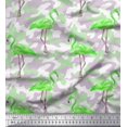 thumbnail image 1 of Soimoi Poly Georgette Fabric Camouflage Texture & Flamingo Bird Print Fabric by The Yard 52 Inch Wide, 1 of 3