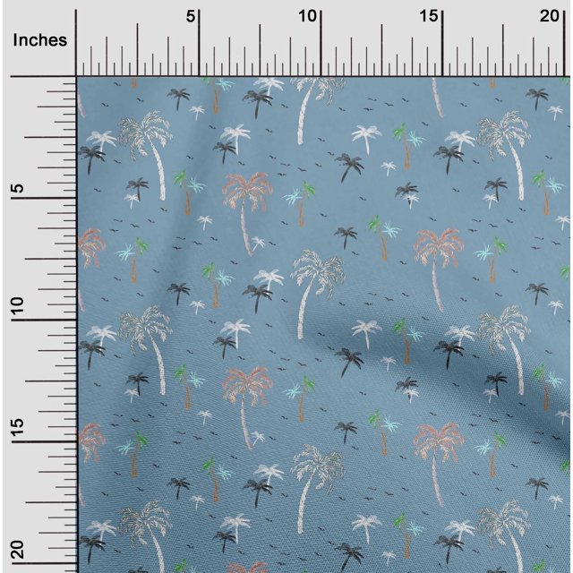 oneOone Silk Tabby Fabric Bird & Palm Tree Print Fabric By Yard 42 Inch Wide