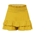 thumbnail image 4 of Timegard Wide Leg Shorts for Women Elastic Waisted Smocked Ruffle Bottom Flowy Lounge Shorts Beach Wear, 4 of 5