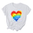 thumbnail image 1 of RKSTN Hauts pour Femmes LGBT Décontractés Coupe Ample Hauts Inspirants Égalité Été Mignon Cœur d'Amour Imprimé Manches Courtes Col Rond Pride Shirt, 1 of 3