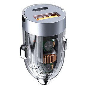 Adaptateur de chargeur de voiture 120W Chargement rapide du port double Mini Chargeur de voiture transparent