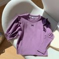 thumbnail image 1 of RXIRUCGD 1-10 Ans Mode Enfant Chemise Brodée Nœud Base Manches Longues Col Rond Haut/chemise (Violet, Taille : 5-7 Ans), 1 of 3
