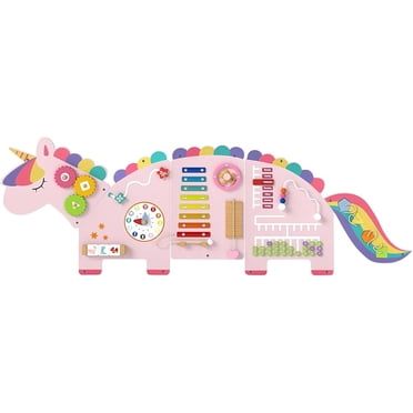OLAKIDS Mur Sensoriel Rose, Panneau d'Activités Montessori en Bois 11 en 1, Centre d'Activités Mural pour Tout-Petits, Jouets Éducatifs Cadeau d'Apprentissage pour Garçons Filles