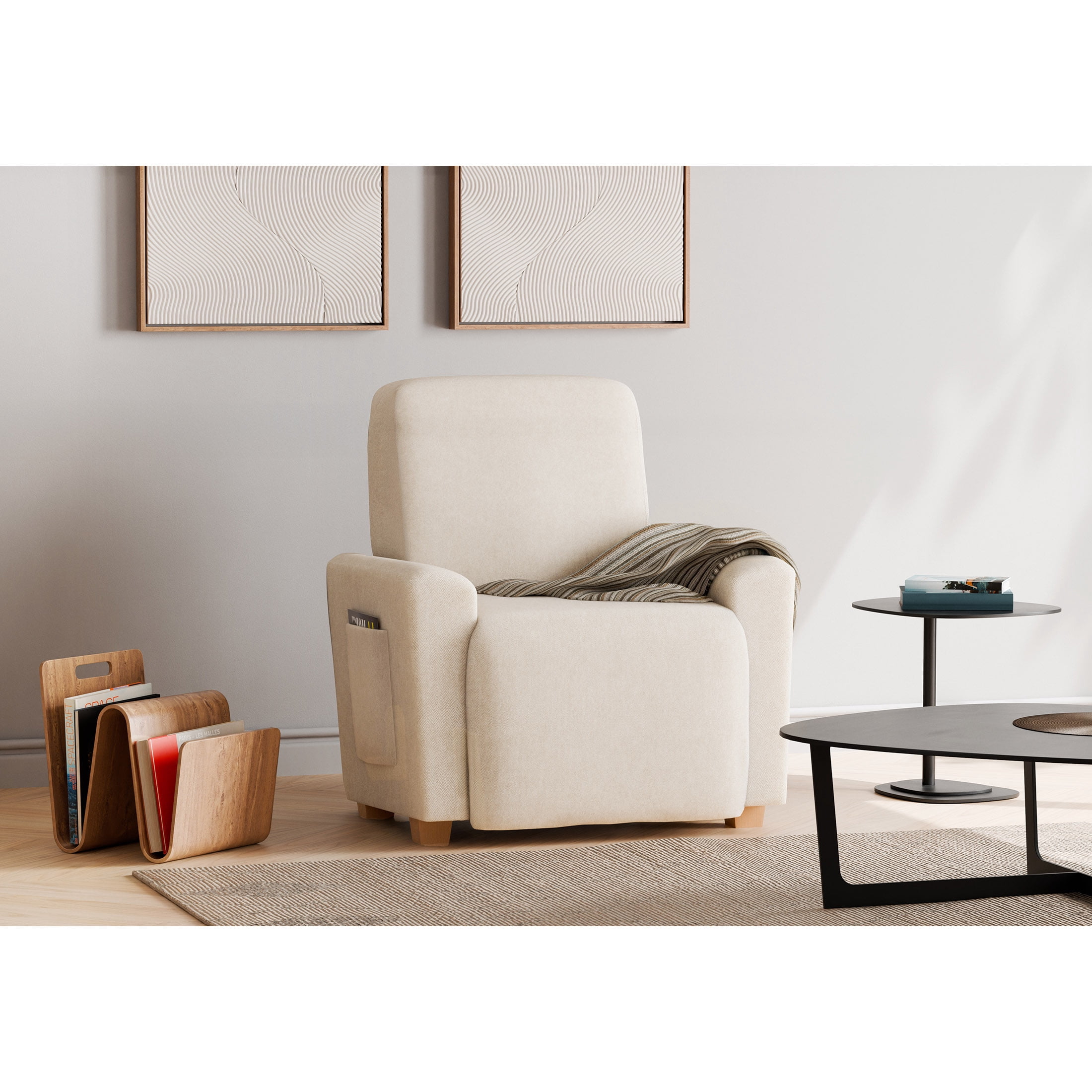 Canapé en tissu élastique SmartFit arête de poisson, une pièce, beige/lin