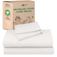 thumbnail image 1 of California Design Den Queen Sheet Set - 100% Organic Cotton bed Sheets, Crisp Percale, Deep Pockets, Durable Bedding - True Ivory, 1 of 10