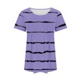 thumbnail image 5 of Meichang T-Shirts pour Femmes Manches Courtes Plissés Habillés Décontractés Col Rond Tops d'Été Tendance à Rayures Imprimé T-Shirts Doux Confortables Tuniques Blouses, 5 of 5