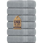 Canadian Linen Luxury Everest Hand Towels, 16”x28”, 6 Pack, Soft Absorbent Cotton Lightweight Quick Dry Fingertip Towel Set for Spa Salons, Light Grey