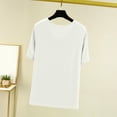 thumbnail image 4 of Weiqiqre T-Shirt à Col Rond pour Femme à Manches Courtes Ajusté T-Shirt Mince Uni Haut de Pyjama Pyjama à Manches Courtes, 4 of 7