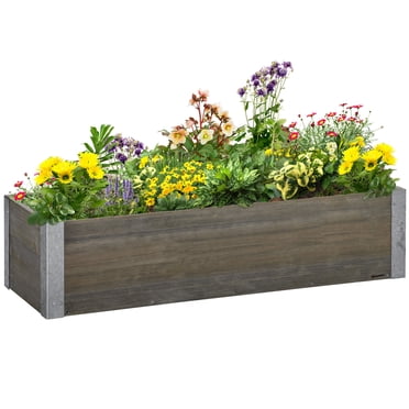 Outsunny 38" x 12" Raised Garden Bed, Elevated Wooden Planter Box