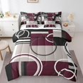 thumbnail image 1 of YST Rayures Modernes Violet Gris Noir Ensemble de Literie 7 Pcs Géométrique Ensemble de Couette Format Simple Rétro Cercles Tourbillons Ensemble de Literie Déco de Chambre Texture Abstraite Couleur Art Drap Plat Drap-Housse, 1 of 5