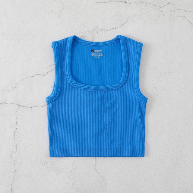 LYMAYTER Women's Square Collar Tank Summer Tight Ribbed Crop Tops Casual Basic Shirt for S-L