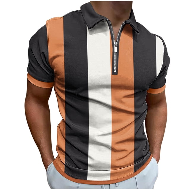 HKEJIAOI Men's Shirts Short Sleeve Performance Slim Fit Zip T-Shirts for Sports