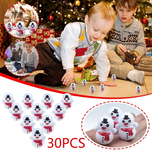 Big Save,HWRETIE Tumbler Toy Clearance,Novelty Christmas White Snowman Tumbler Doll,Pack Capsule Toy 30Pcs Christmas Gift