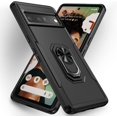 thumbnail image 2 of KOMI for Google Pixel 6 Case with Screen Protector, Built in 360 Adjustable Ring Kickstand Military Protective Armor ShockProof Cover - Black, 2 of 5