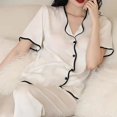 thumbnail image 3 of Weiqiqre Ensembles de Pyjama pour Femmes Ensemble de Pyjama Classique en Satin Pyjama Soyeux Manches Longues Boutonné devant, 3 of 7
