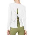 thumbnail image 1 of Hvobtty Longues Chemise à Manches pour Femme à Col Rond, Haut à Col Rond Uni Ample Décontracté de Sport à Manches Longues Roulées, Haut de Sport à Manches Longues, Haut à Manches Longues, Haut/chemise à Col Rond, 1 of 4
