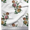 thumbnail image 1 of Soimoi Poly Georgette Fabric Leaves & Floral Block Print Fabric by The Yard 42 Inch Wide, 1 of 3