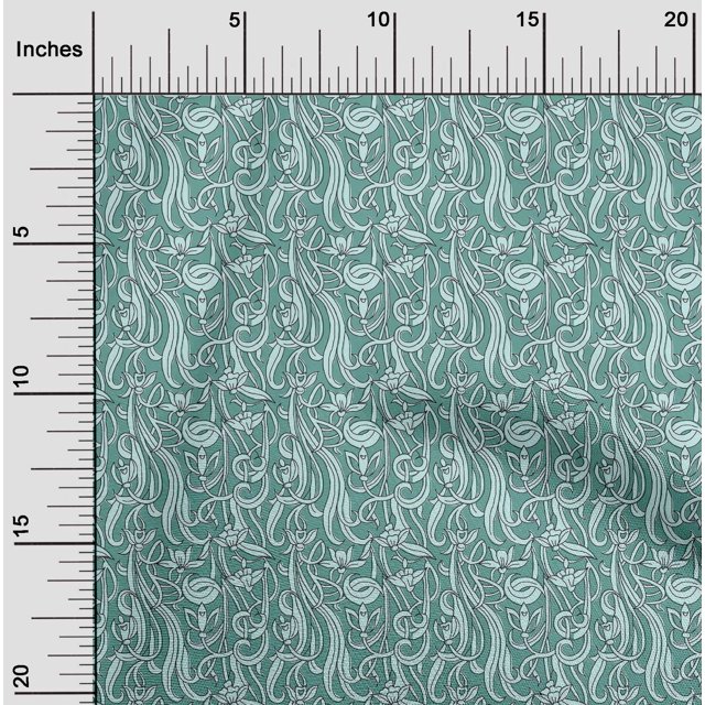 oneOone Silk Tabby Fabric Leaves & Floral Block Decor Fabric Printed BTY 42 Inch Wide
