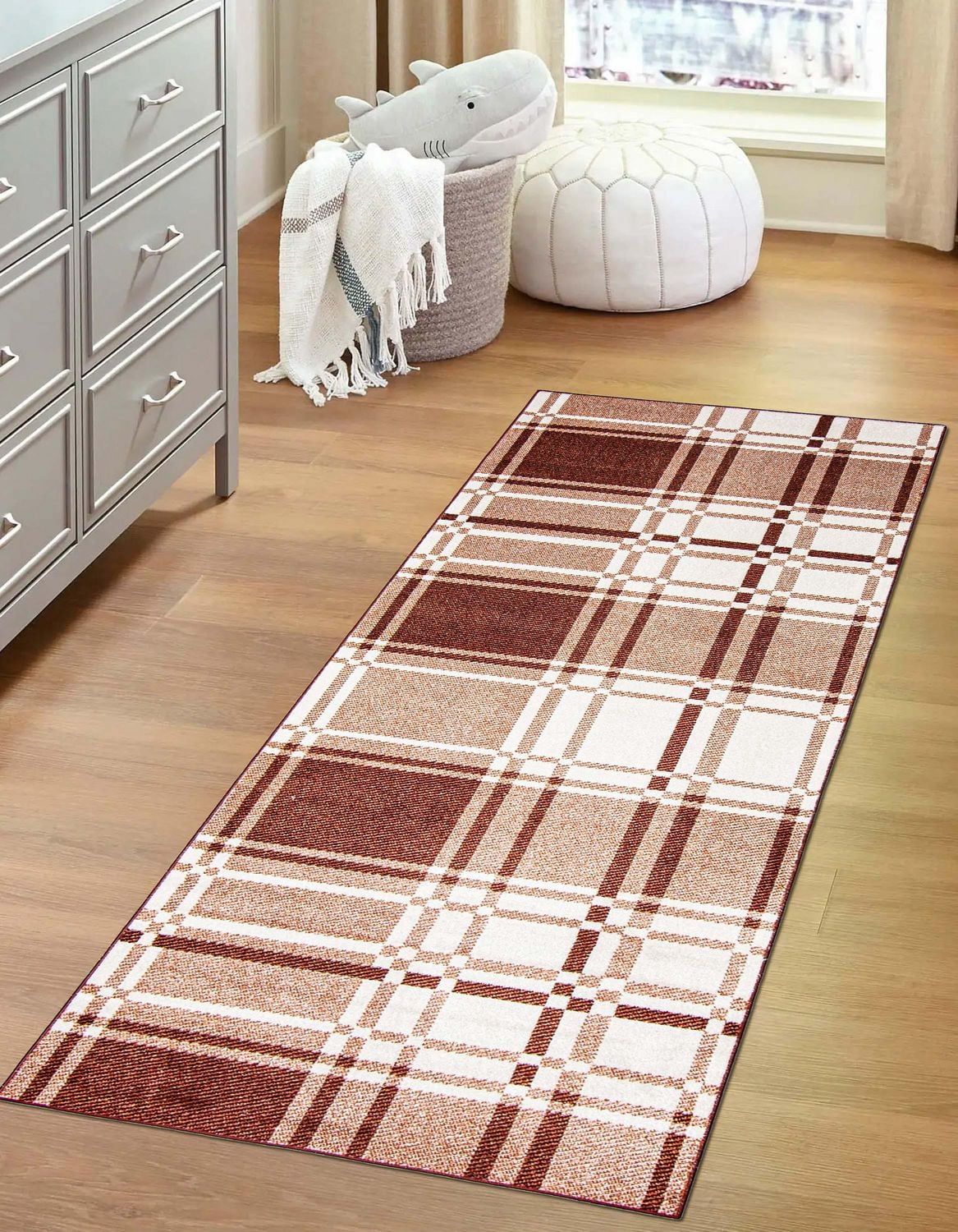 Tapis Lavable ECARPET à Carreaux pour Chambre, Salon, Chambre d'Enfant, Couloir