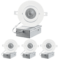 thumbnail image 1 of LED 4-Inch White Gimbal Recessed Slim LED Pot Lights with Junction Box - Dimmable 7W 560LM, 4000K Natural White, 4-PACK, 1 of 1
