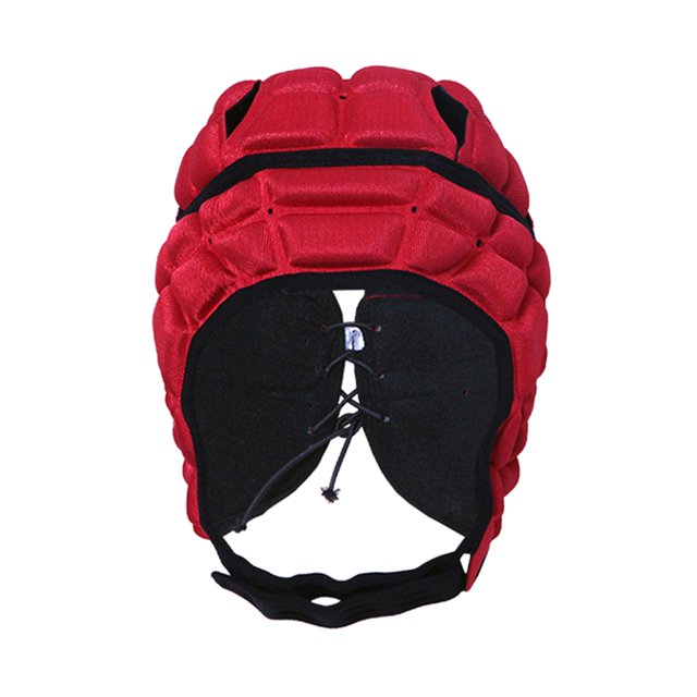 DYNWAVECA Casque de Rugby pour Enfants Casque de Soccer Rembourrage Doux Casque Universel de Soccer pour Planche à Roulettes Soccer Drapeau Soccer Extérieur Rouge m