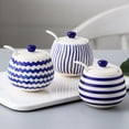 thumbnail image 4 of Blue Stripes Sugar Bowl With Lid, Kitchen Decoration Sugar Pot, Sugar Container Spice Jar-Blue 1-1, 4 of 7