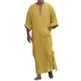 thumbnail image 1 of Ketyyh-chn99 Chemise Habillée Décontractée pour Homme Mode Décontractée pour Homme Coton Col en V Manches Longues Robe Veste Haut Jaune,G, 1 of 5