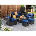 thumbnail image 1 of Costway 8PCS Patio Rattan Furniture Set Storage Table Ottoman Navy cover, 1 of 9