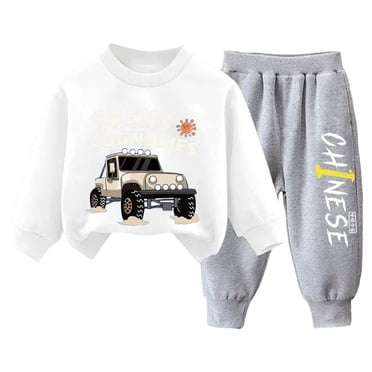 Zshosam Baby Boy Clothes Winter Boy Clothes Long Sleeve Pants Set Baby Fall Winter Outfit Size 4T 5T,(White 4-5 Years)