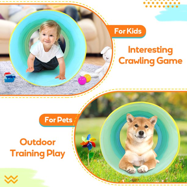 Moncoland Tente Tunnel de Jeu pour Tout-Petits, Jouet Tunnel de Rampement Pop-Up Coloré en Coton pour Bébé, Nourrisson, Enfant Ou Chien, Chat, Animal de Compagnie, Cadeau Pliable pour B