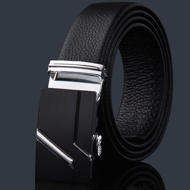 Mens Belt, Ratchet Belt Leather, Slide Belt with Easier Adjustable Buckle