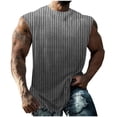 thumbnail image 2 of Hot6sl Économies d'Été Liquidation Débardeur Col Rond, Hommes Mode Décontractée Impression Chandail Col Rond Sport Débardeur Sans Manches, Hommes Blouse Polyester/gris Foncé,S, 2 of 6