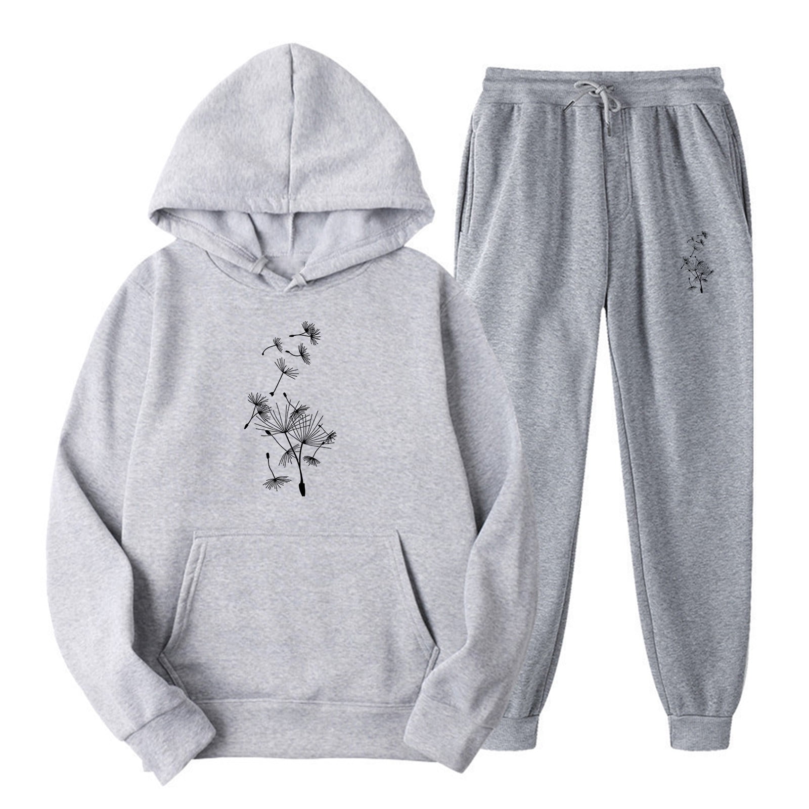 Aboser Womens 2 Piece Sweatsuit Set Casual Graphic Hoodie with Jogger Pants Workout Sets Comfy Solid Color Tracksuit Work Sweat Suits