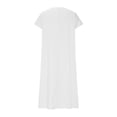 thumbnail image 4 of UPPADA Robe d'Été pour Femme Grande Taille en Coton et Lin, Robe Maxi Fluide à Manches Courtes, Robe Décontractée Style Sundress à Col en V, Taille Portefeuille, Robes Fluides de Plage, Robes en Coton Blanches, TG, 4 of 6