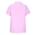thumbnail image 4 of Timegard Womens Tops Plus Size Cotton Linen Short Sleeve Lapel V-Neck Button down Side Split Casual Tops, 4 of 5