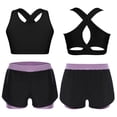 thumbnail image 3 of MSemis Kids Girls 2pcs Sports Set Keyhole Cross Back Tank Tops and Shorts Set For Yoga Gymnastics Dance Light Purple 14, 3 of 4