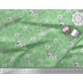 thumbnail image 2 of Soimoi Green polyester Crepe Fabric Anemone & Leaves Print Fabric by Yard 52 Inch Wide, 2 of 3