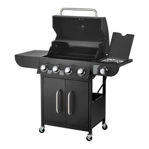 KFFKFF Grill à gaz, 4 Grille à gaz Propane avec brûleur latéral, 425 SQ.Dans la zone de grillage, acier au carbone émanel Grates, extérieur 52,000 BTU Jardin Patio BBQ Grilles