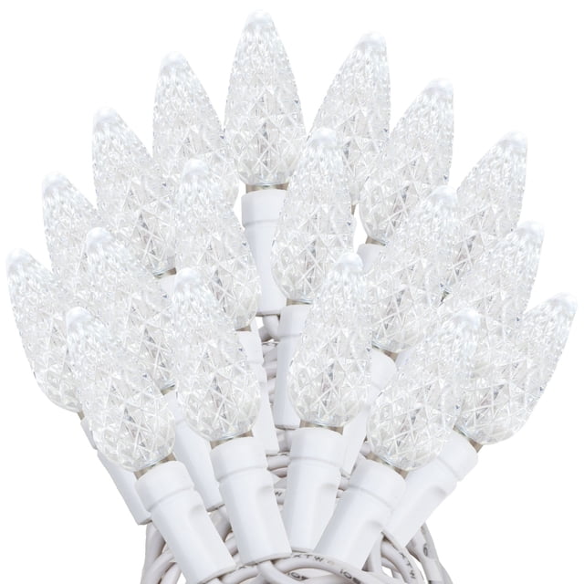 Novelty Lights 24FT 70 LED C6 Pure White Christmas String Lights, Outdoor