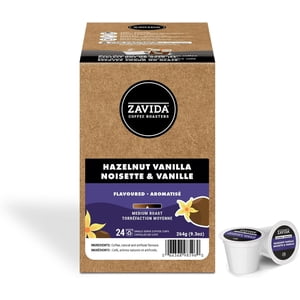 Zavida Hazelnut Capsule de café Vanilla à service unique, compatible avec les brasseurs K-Cup Keurig, 24-Count