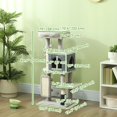 thumbnail image 2 of 41 Inch Cat Tree with Condo, Plush Cat Tower with Sisal Scratching Posts, Jumping Platforms & Grooming Brush, Light Grey Multi-Level Activity Center for Indoor Living Room, 2 of 7