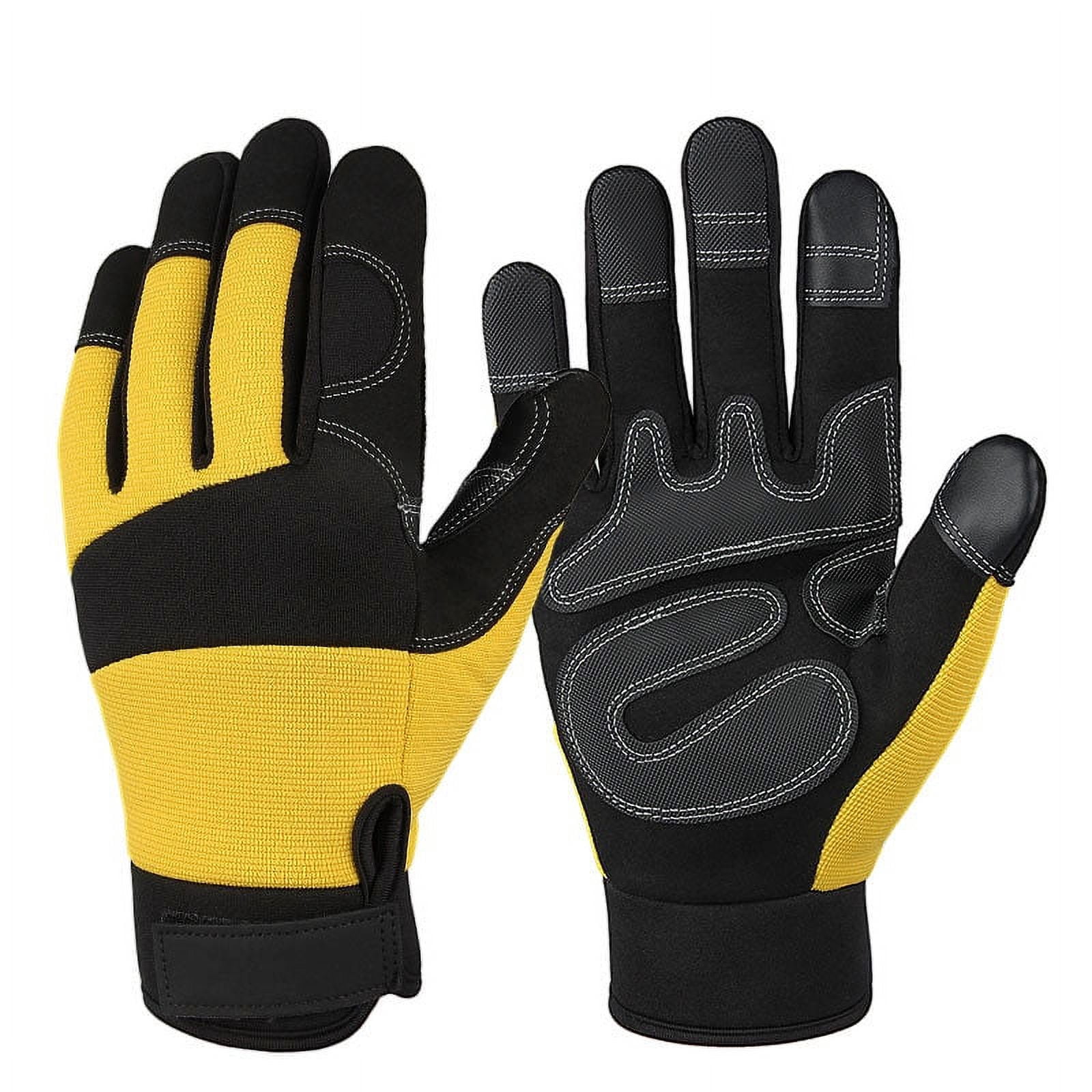 Jinsinto Men's Waterproof Insulated Winter Work Gloves, High Density Synthetic Leather Touch Screen Thermal Lining Cold Weather Gloves - Cowhide Leather Fingertip Reinforcement Yellow Lage (XL)