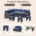thumbnail image 2 of AECOJOY 7 Pieces Patio Furniture Set PE Rattan Outdoor Dining Set Sectional Sofa Couch with Table Patio Conversation Set in Dark Blue, 2 of 6